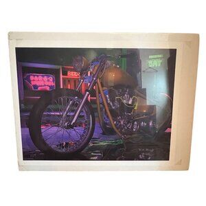Motorcycle Bar Night By W.A. Wright Framed Art Print 2005 signed 5/150 READ NEW